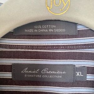 Daniel Cremieux Men's Dress Shirt - Brown and White blue Stripes